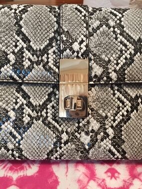 Python-Print Clutch with Gold Turn-Lock